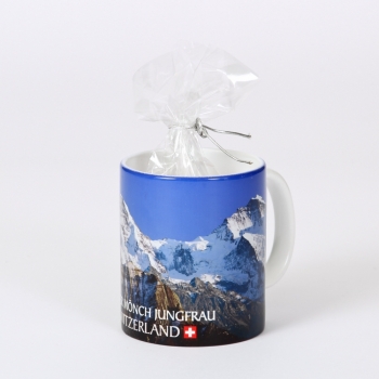 Swiss Keramiktasse mit Btl Schokoperlen � 150g